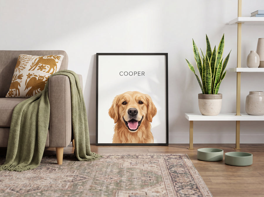 Customer holding their FERNFAWN pet portrait