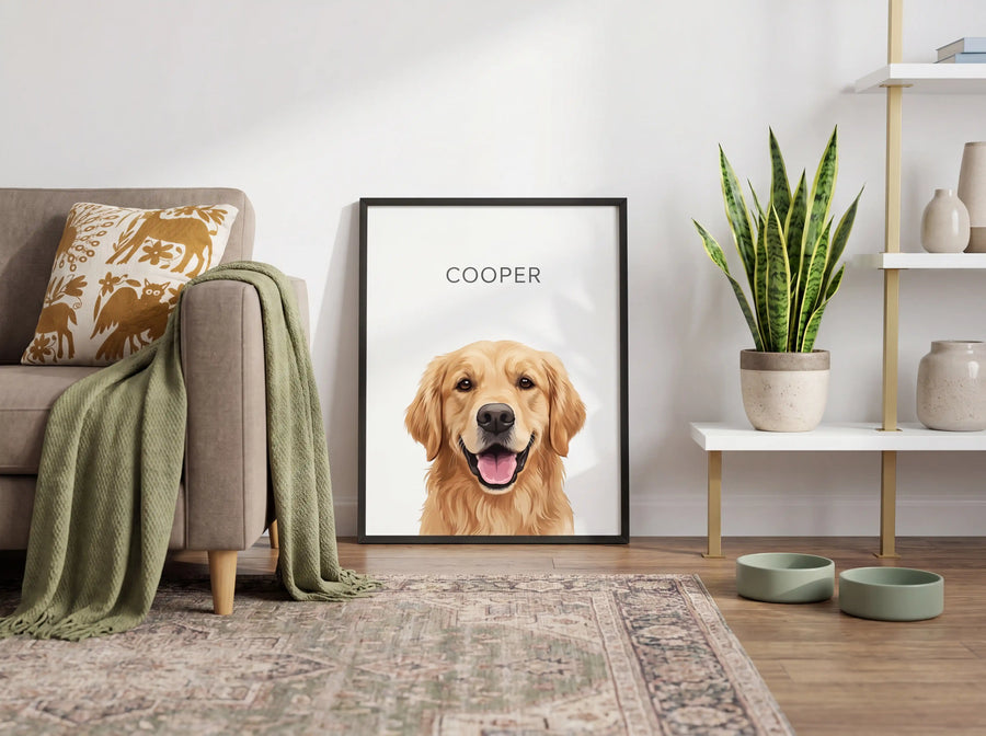Customer holding their FERNFAWN pet portrait