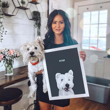 Petey looking sharp on our Charcoal background with a matte white frame.